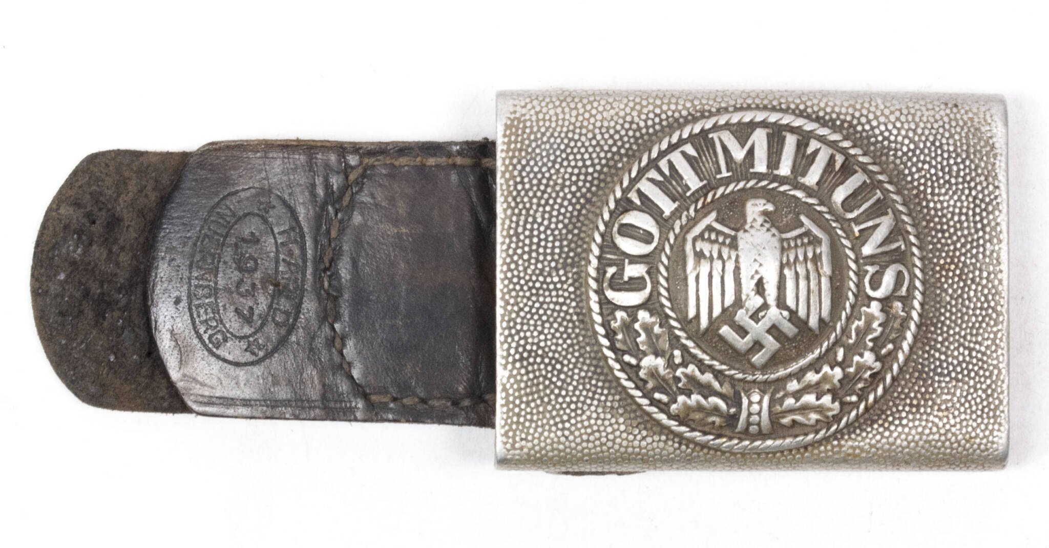 Wehrmacht (Heer) tabbed buckle (Maker H. Arld Nuernberg 1937) — image 4