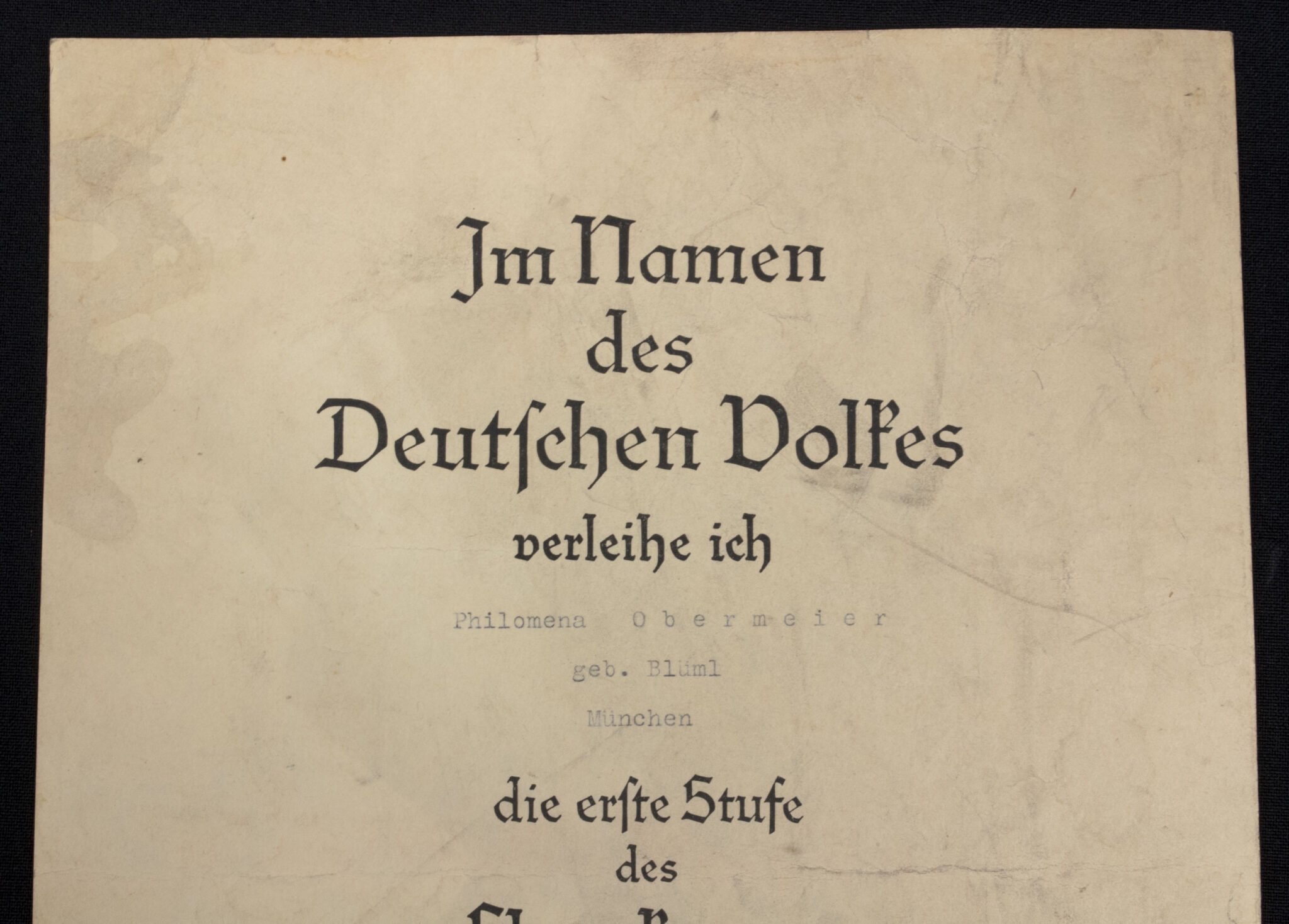 Mutterkreuz erste Stufe Urkunde / Motherscross first Class citation – 21ten Mai 1939 variation — image 2