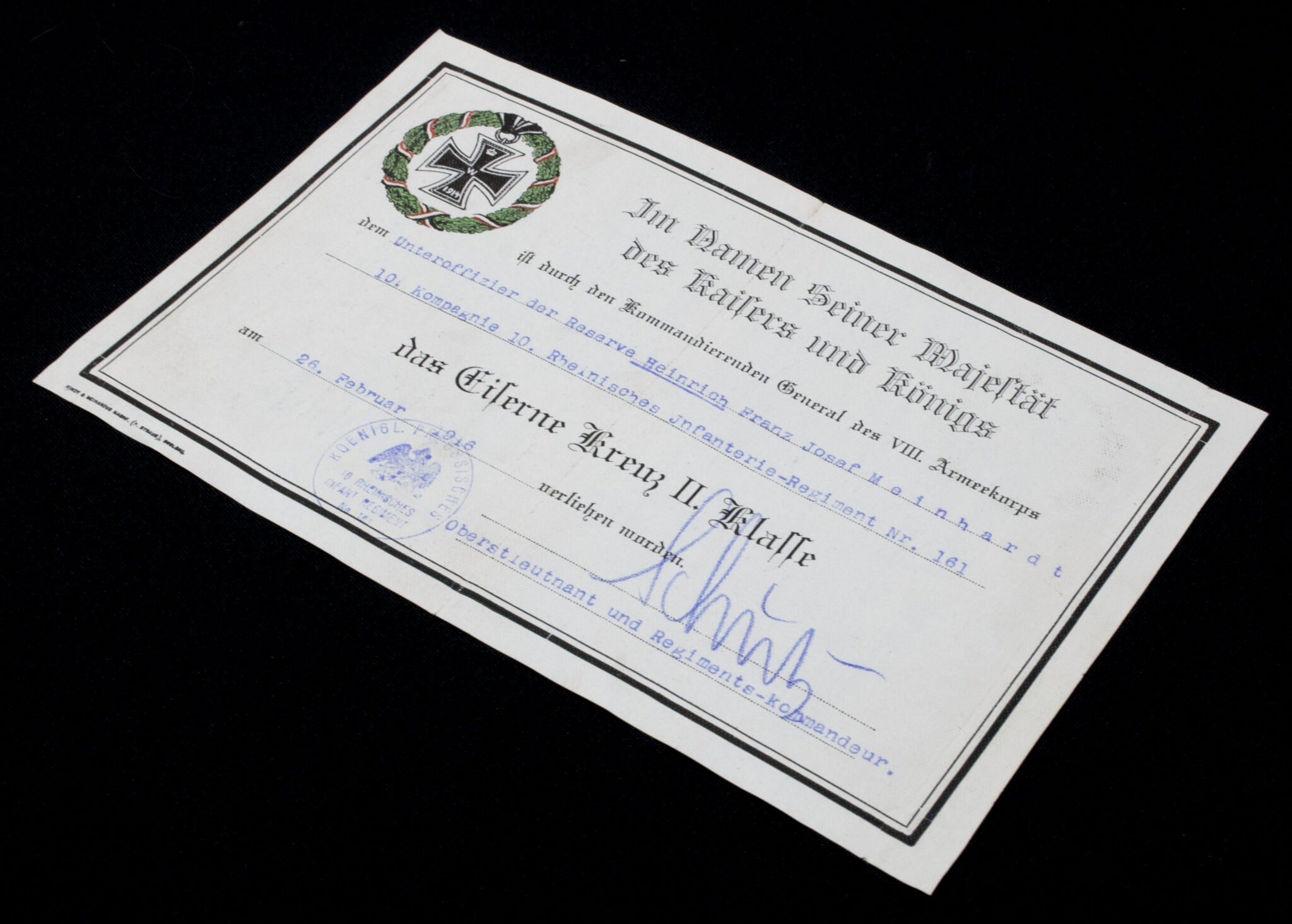 WWI Iron Cross second Class / Eiserne Kreuz II. Klasse citation (made of oil cloth) — image 2