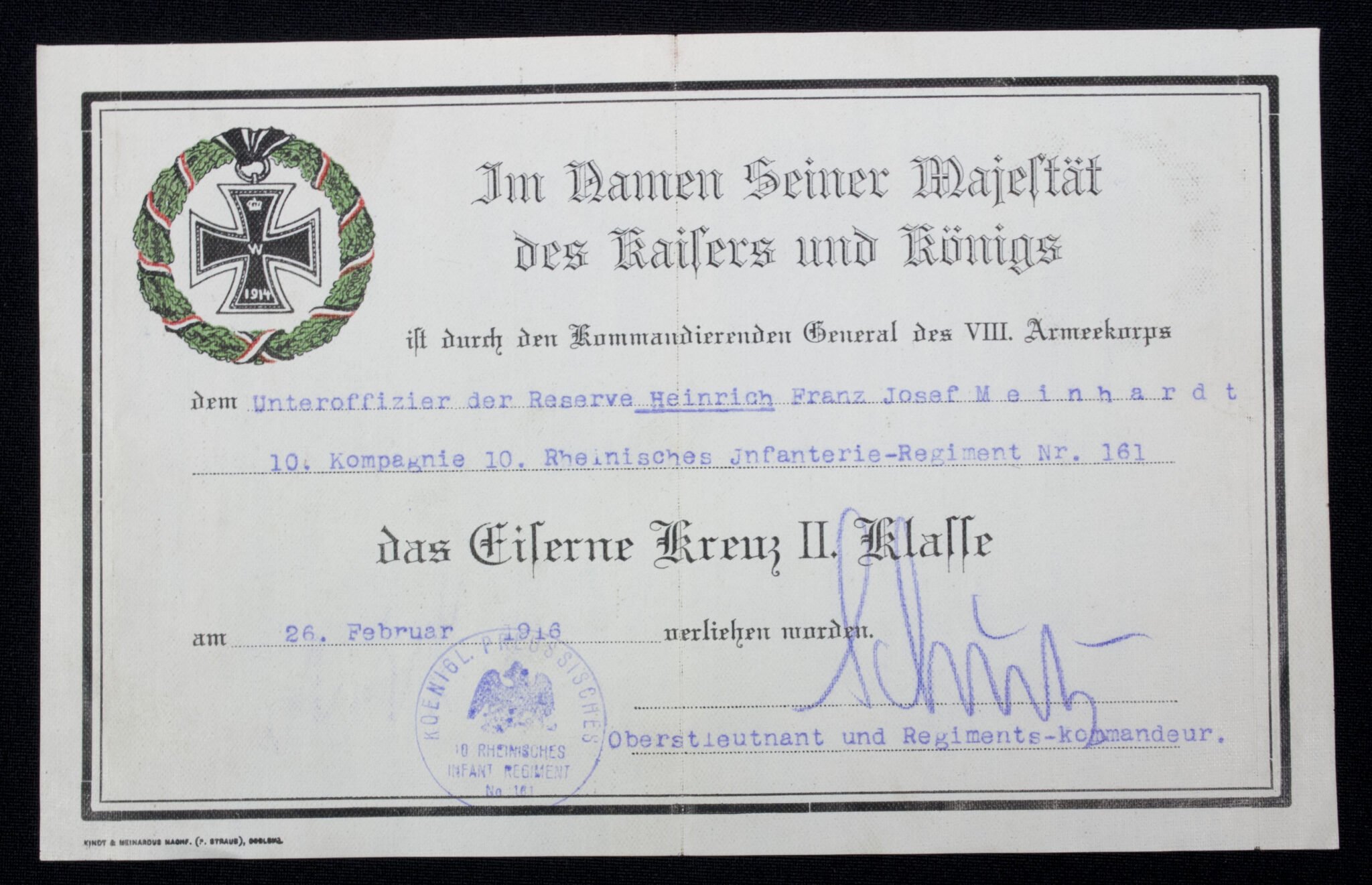 WWI Iron Cross second Class / Eiserne Kreuz II. Klasse citation (made of oil cloth) — image 3