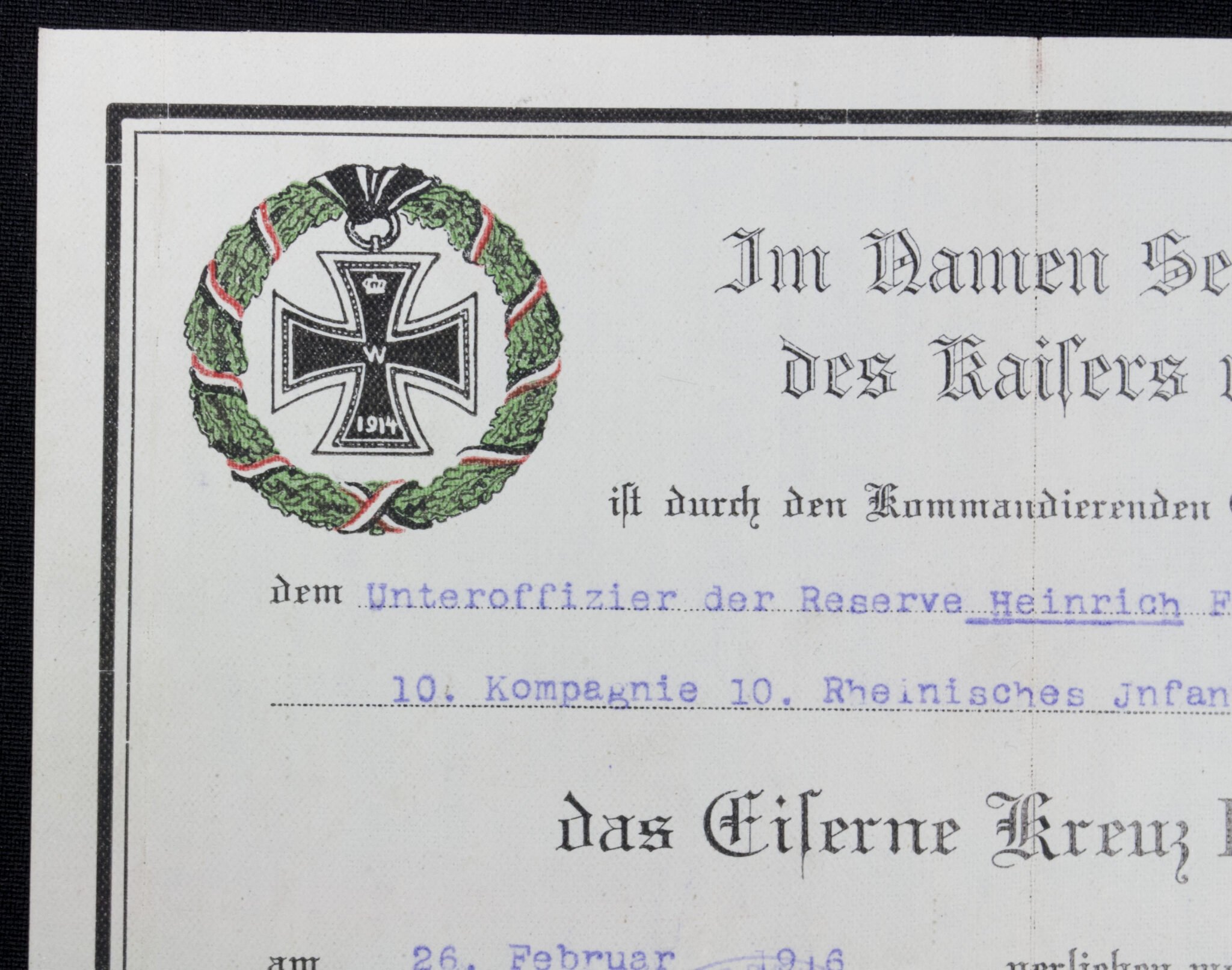 WWI Iron Cross second Class / Eiserne Kreuz II. Klasse citation (made of oil cloth) — image 4