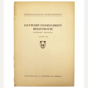 Nederlandsche Arbeidsdienst (NAD) Ontwerp-Voorschrift Registratie (1944) – rare