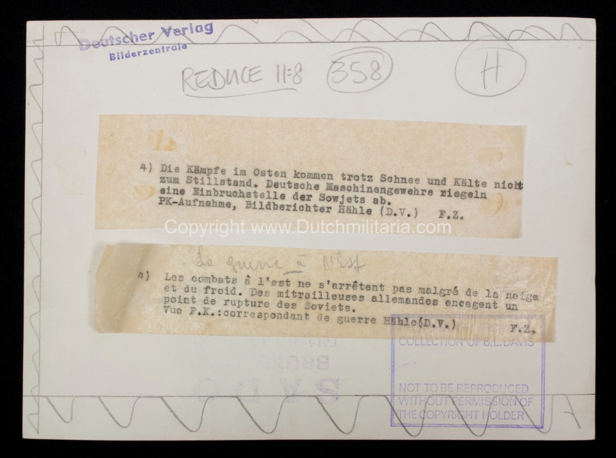 (Pressphoto) 'Deutsche Machinegewehre ziegeln eine Einbruchstelle der Sowjets ab' (large size 22,5 x 16,5 cm) — image 2