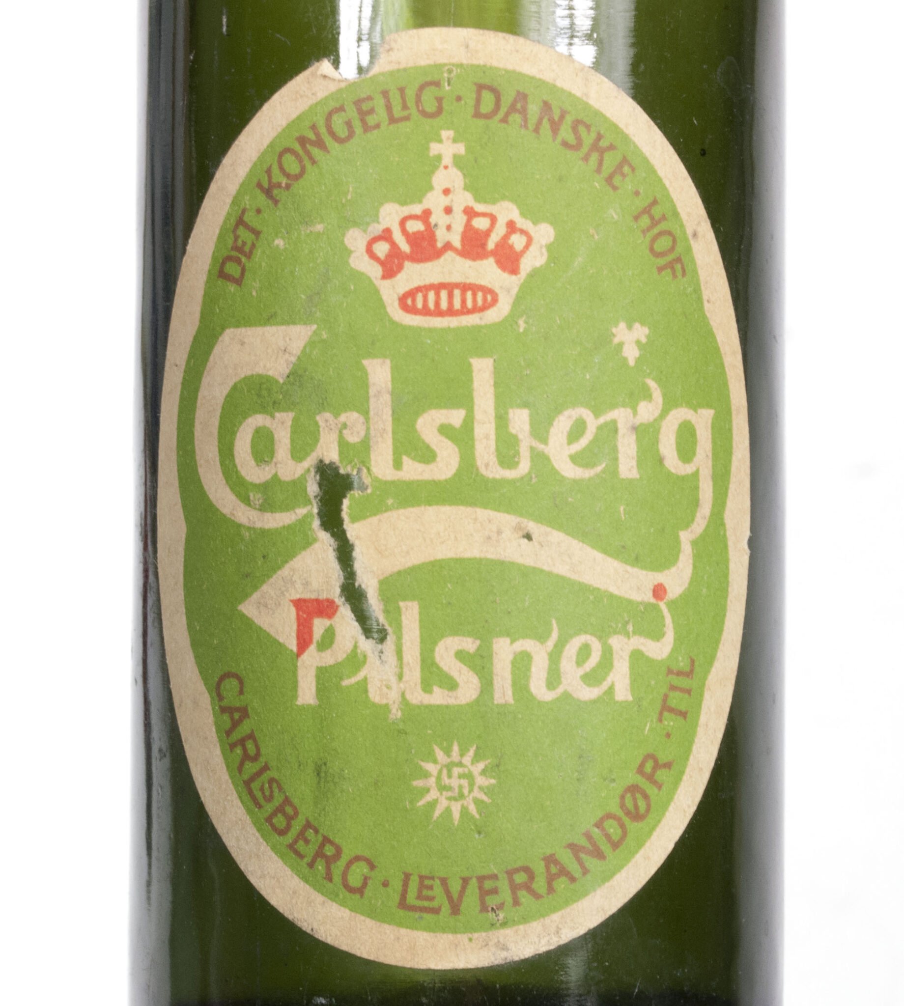 (Denmark) Carlsberg 'HOF' Pilsner green bottle World War II with swastika paper label (1930's) — image 6