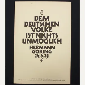 WWII German NSDAP Wochenspruch – Göring (1940)