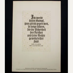 WWII German NSDAP Wochenspruch (1939)