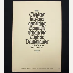 WWII German NSDAP Wochenspruch – Germann Göring (1940)