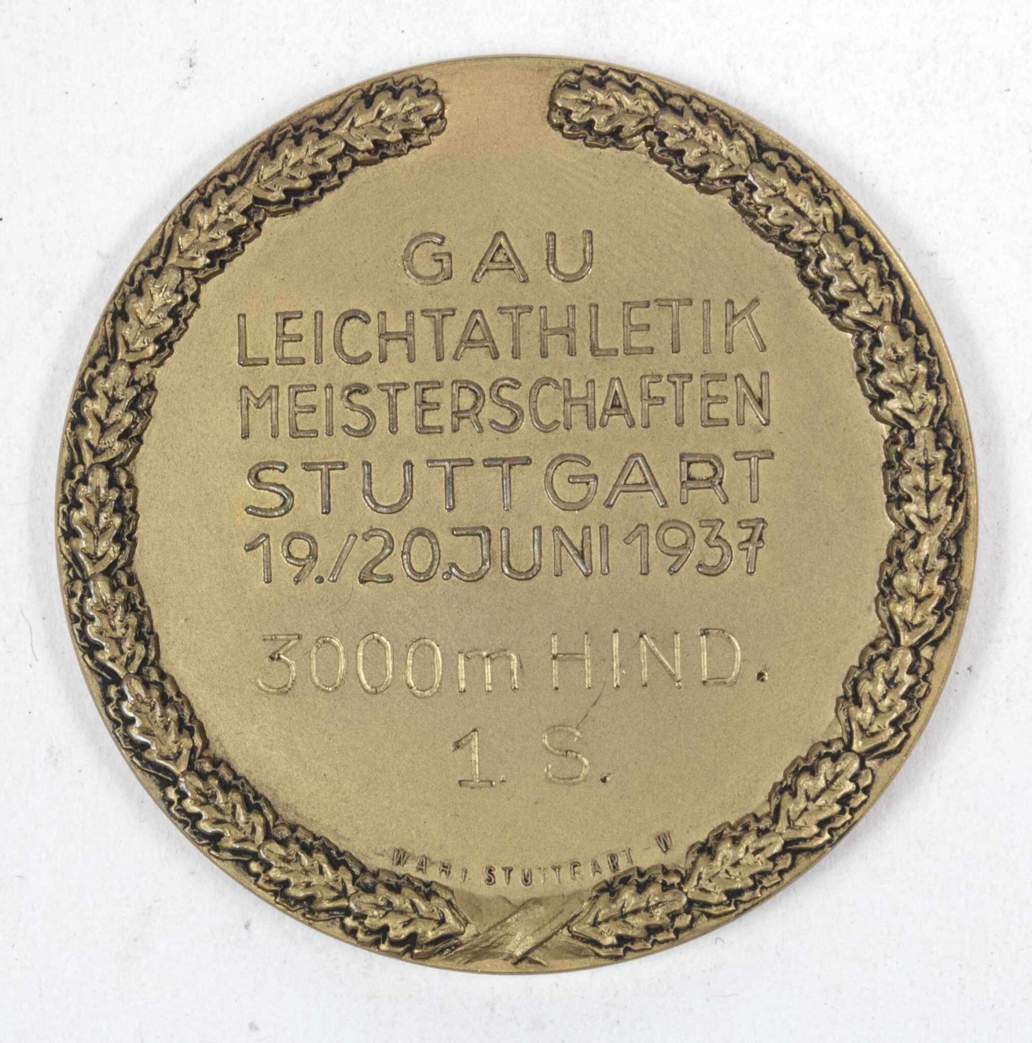 Deutscher Reichsbund für Leibesubüngen plaque – Gau XV Leichtathletik Meisterschaften Stuttgart 1937 — image 12