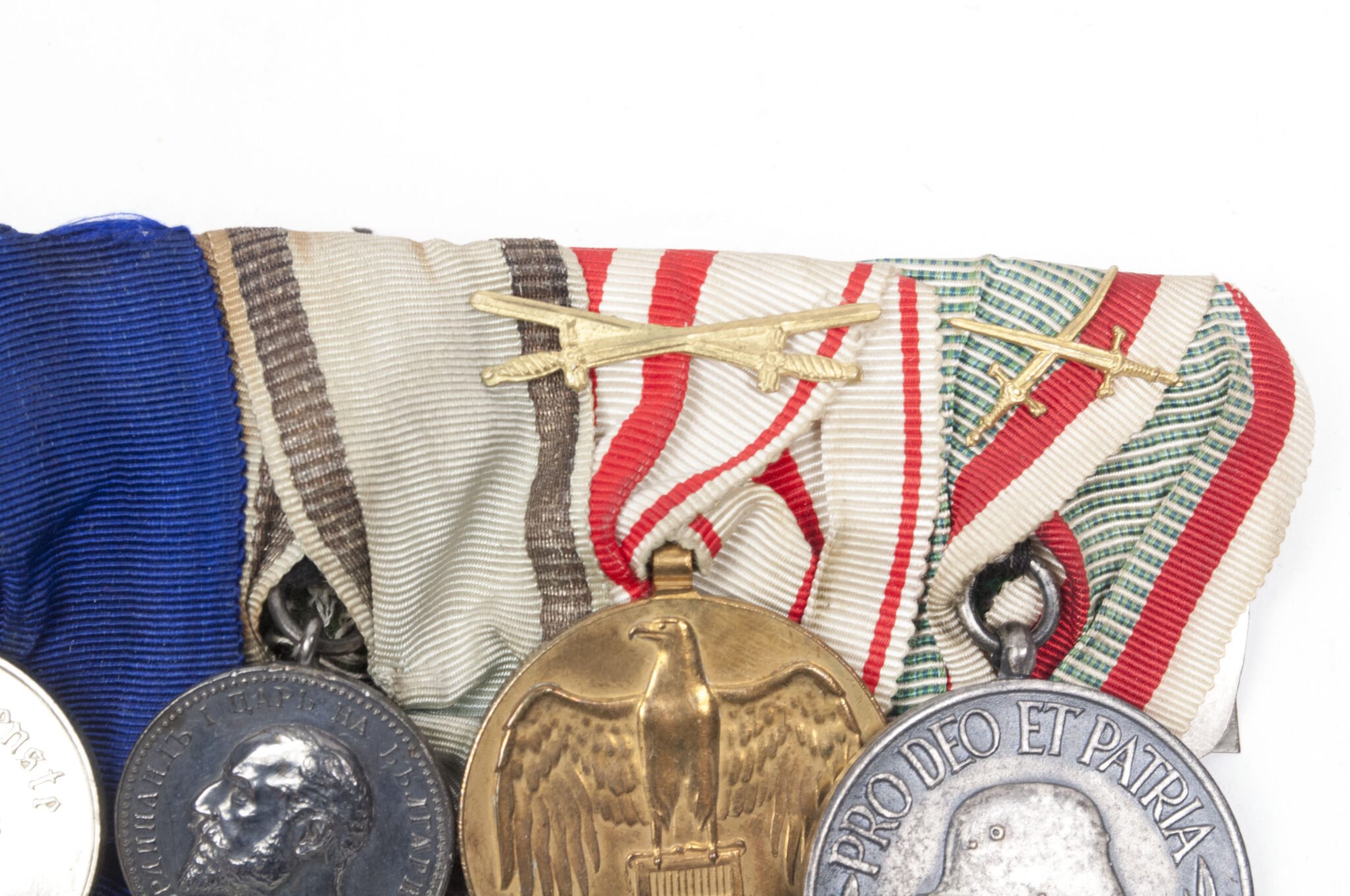 WWI Imperial German medalbar with EK2, FEK, Treue Dienste, Bulgarian bravery medal, Austrian + Romanian commemorative medals — image 11