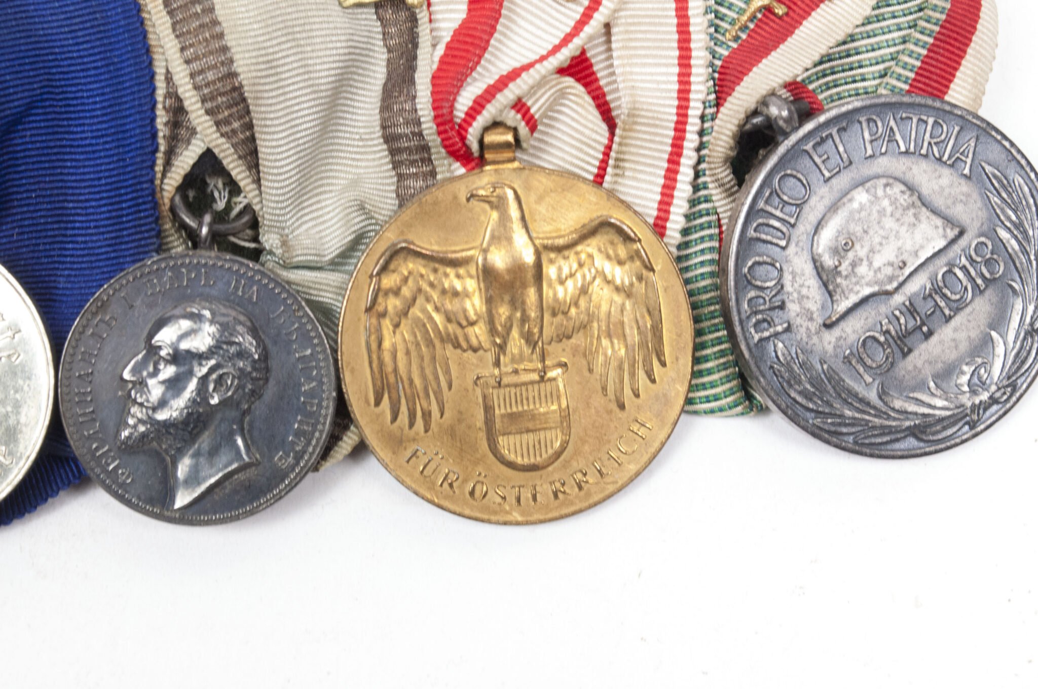 WWI Imperial German medalbar with EK2, FEK, Treue Dienste, Bulgarian bravery medal, Austrian + Romanian commemorative medals — image 8