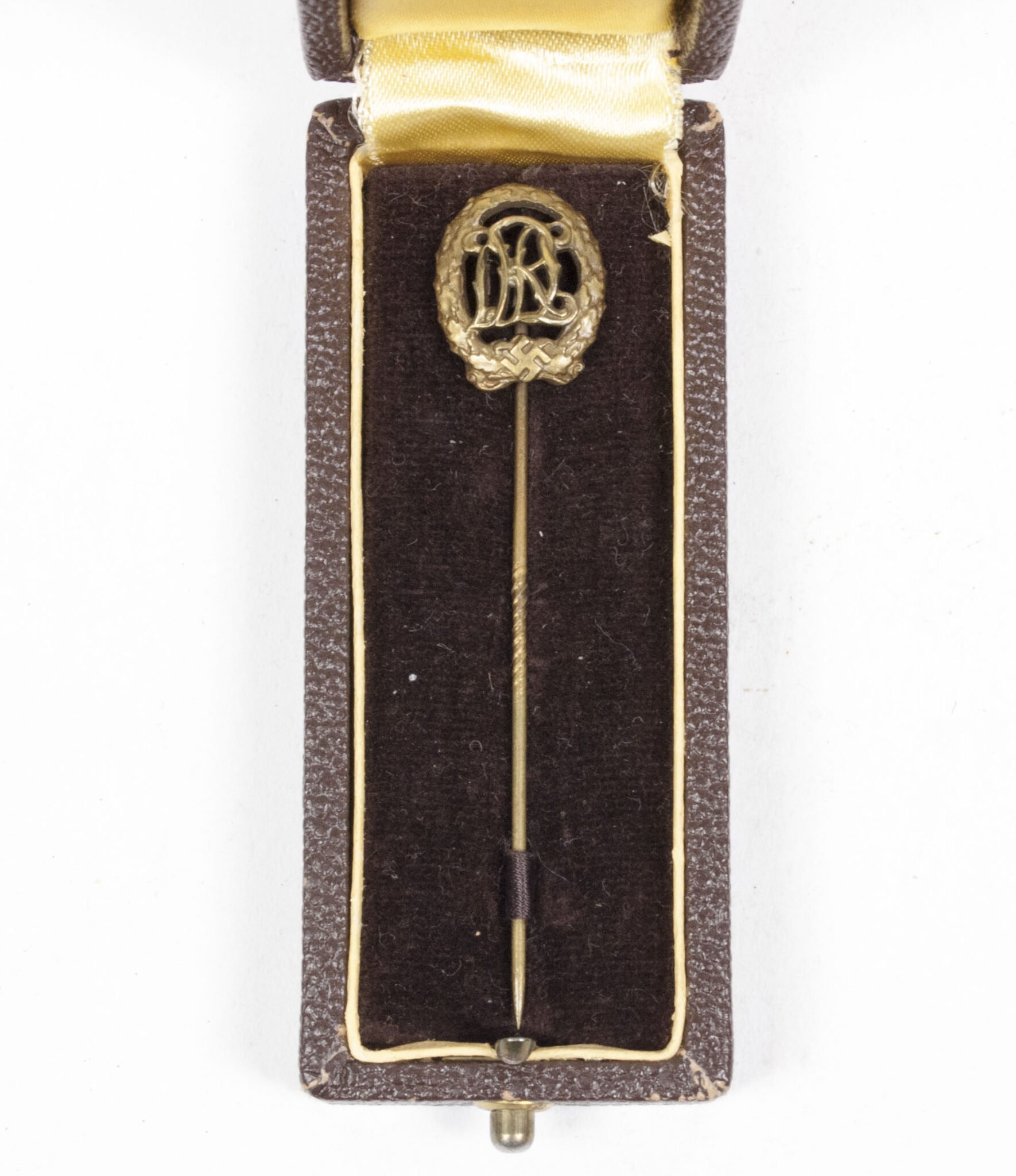 Deutsches Reichssportabzeichen (DRL) bronze miniature (Maker Wernstein Jena) + case — image 3