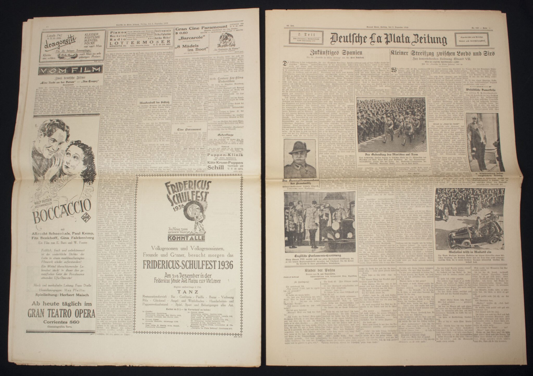 (Newspaper) Argentina – Deutsche La Plate Zeitung 4 Dezember 1936 – VERY RARE — image 10