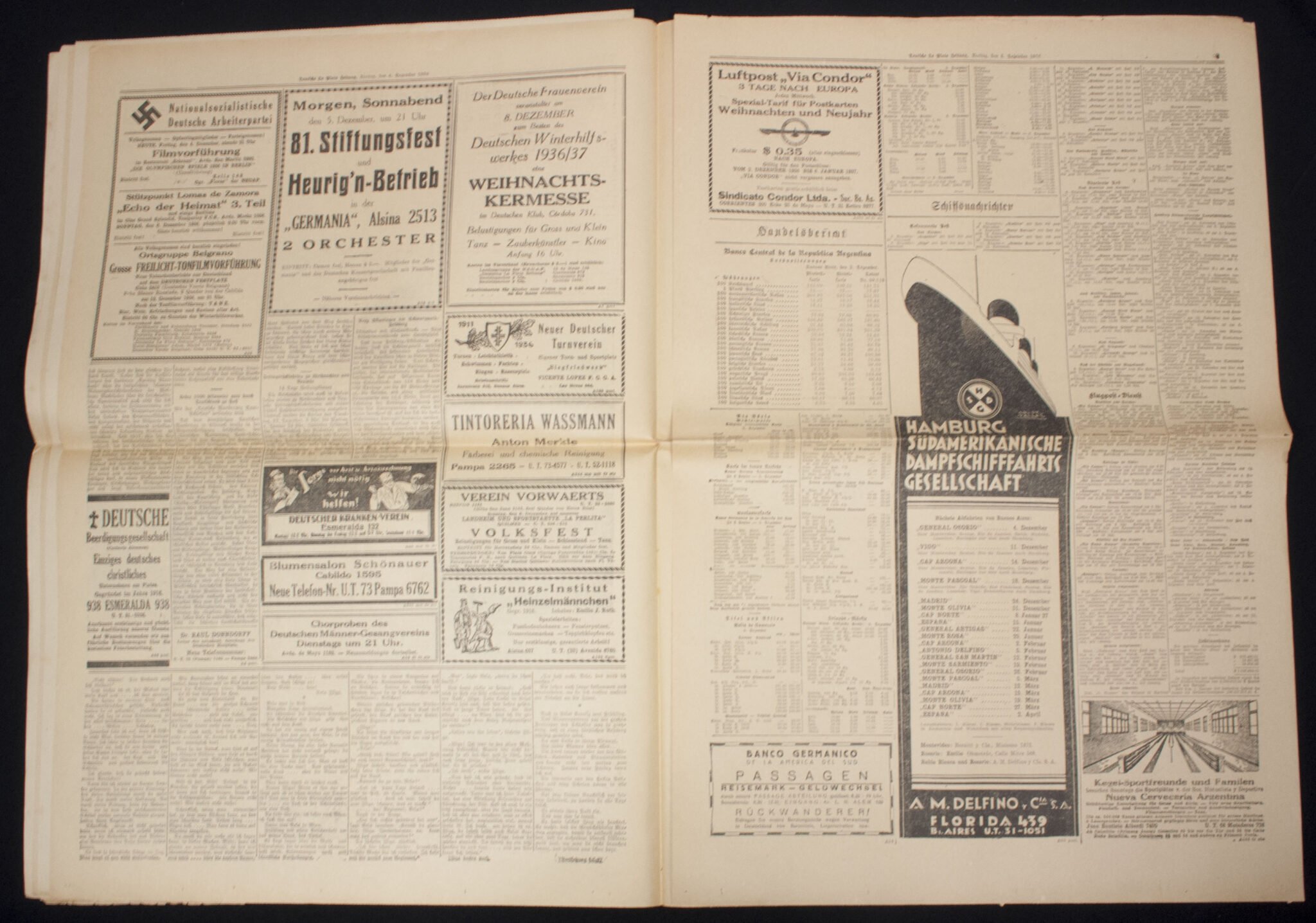 (Newspaper) Argentina – Deutsche La Plate Zeitung 4 Dezember 1936 – VERY RARE — image 13