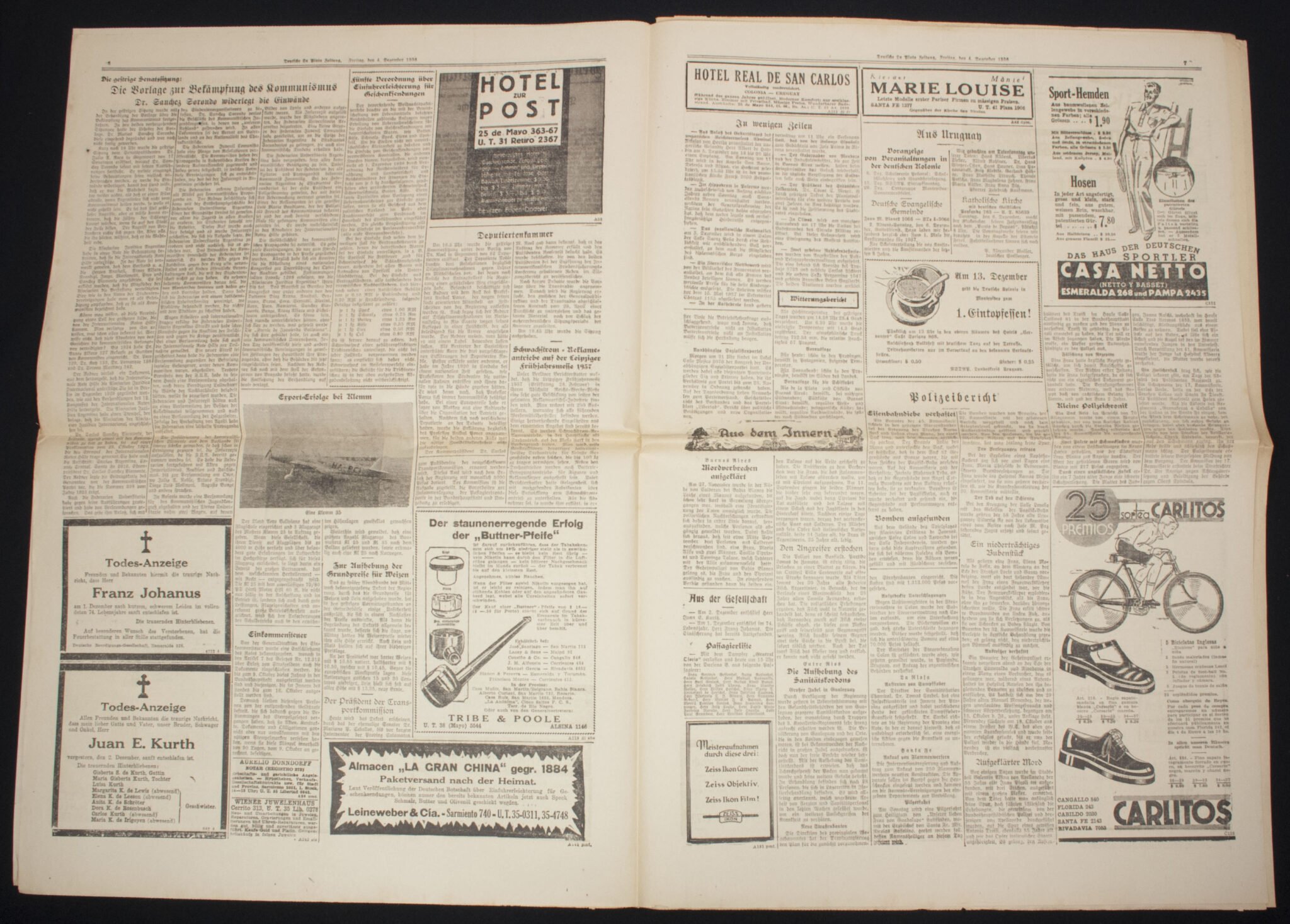 (Newspaper) Argentina – Deutsche La Plate Zeitung 4 Dezember 1936 – VERY RARE — image 8