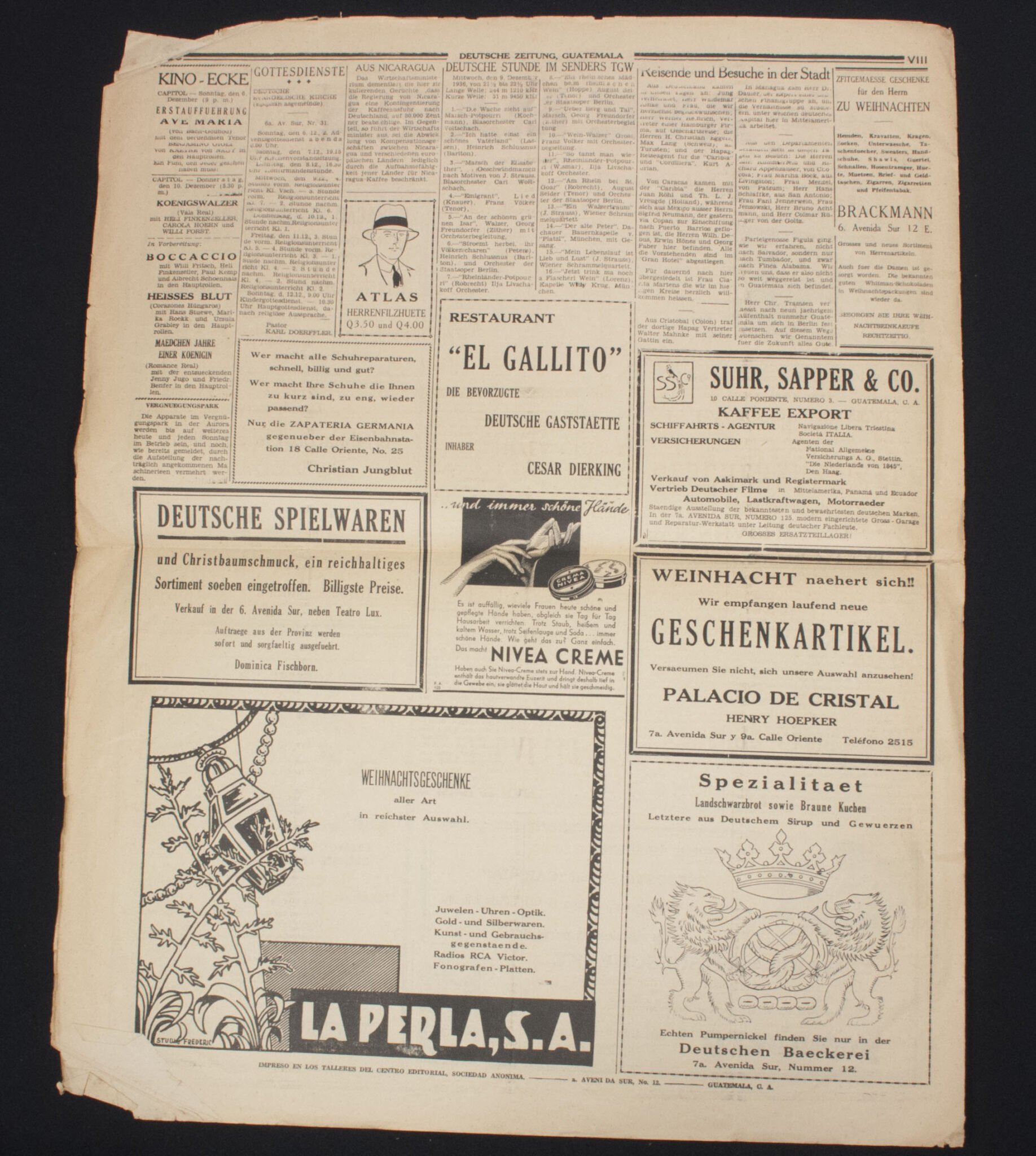 (Newspaper) Deutsche Zeitung für Guatemala und Das übrige Mittelamerika – 6 Dez. 1936 – Very rare — image 10