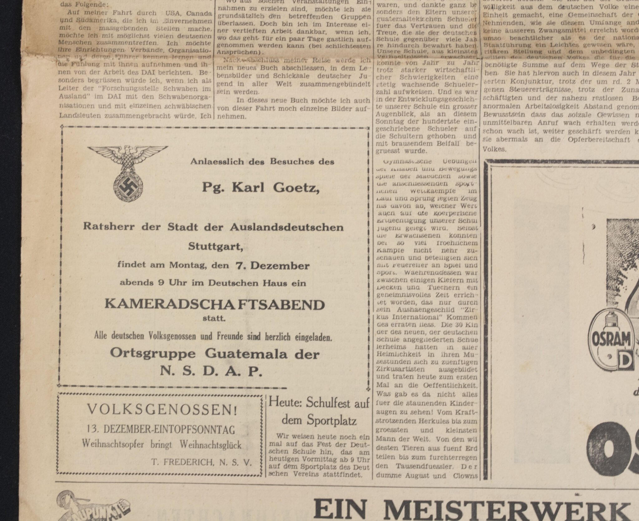 (Newspaper) Deutsche Zeitung für Guatemala und Das übrige Mittelamerika – 6 Dez. 1936 – Very rare — image 4