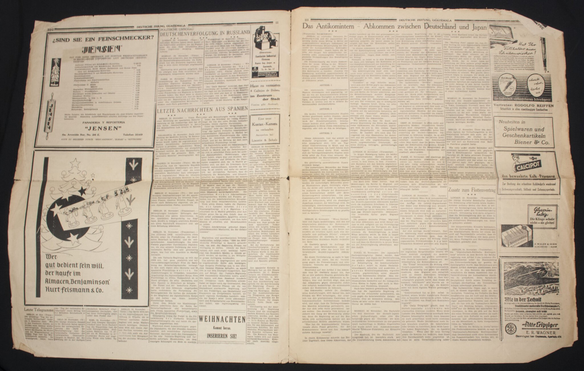 (Newspaper) Deutsche Zeitung für Guatemala und Das übrige Mittelamerika – 6 Dez. 1936 – Very rare — image 6