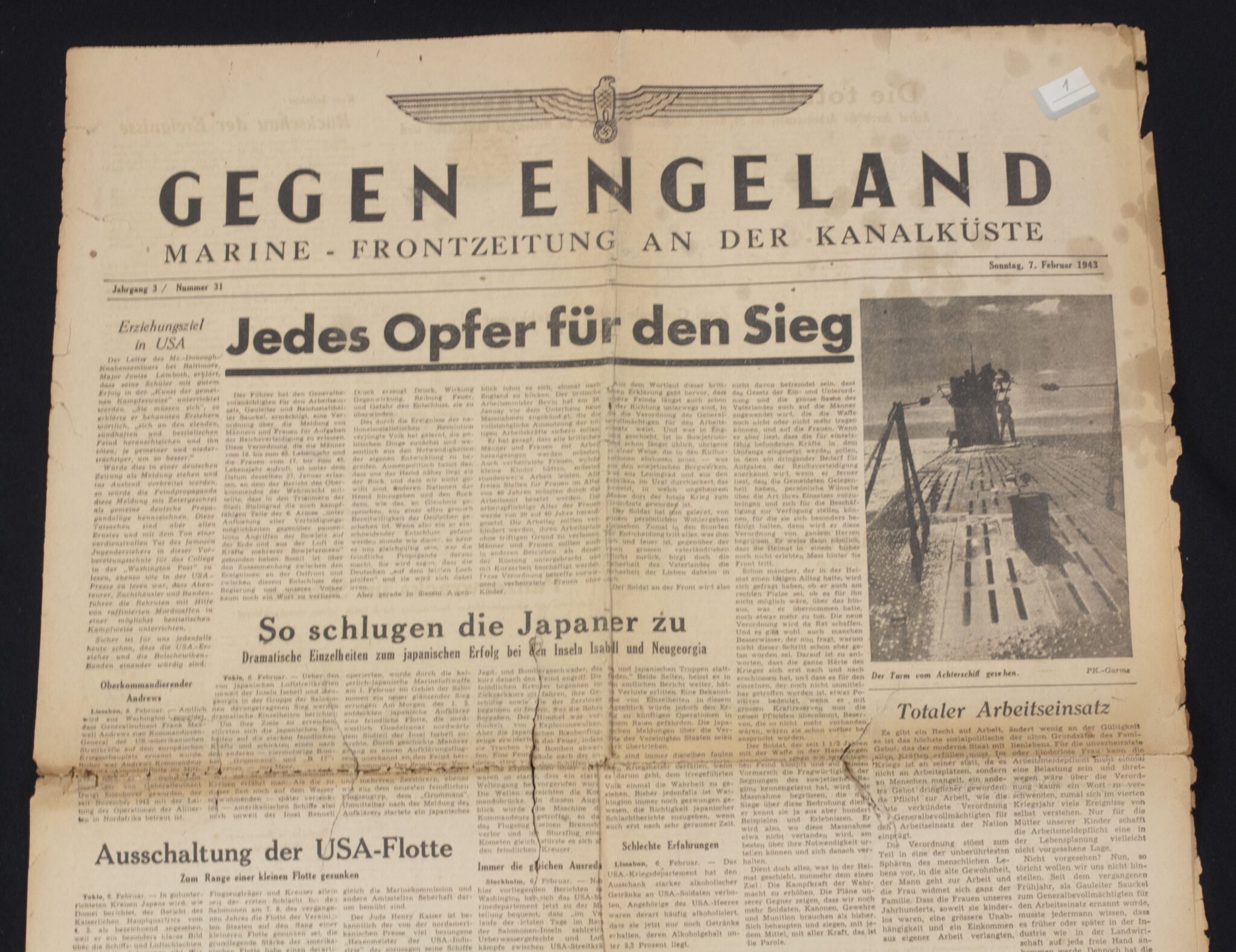 (Newspaper) Gegen Engeland – marine Frontzeitung an der Kanakküste 1943 — image 2