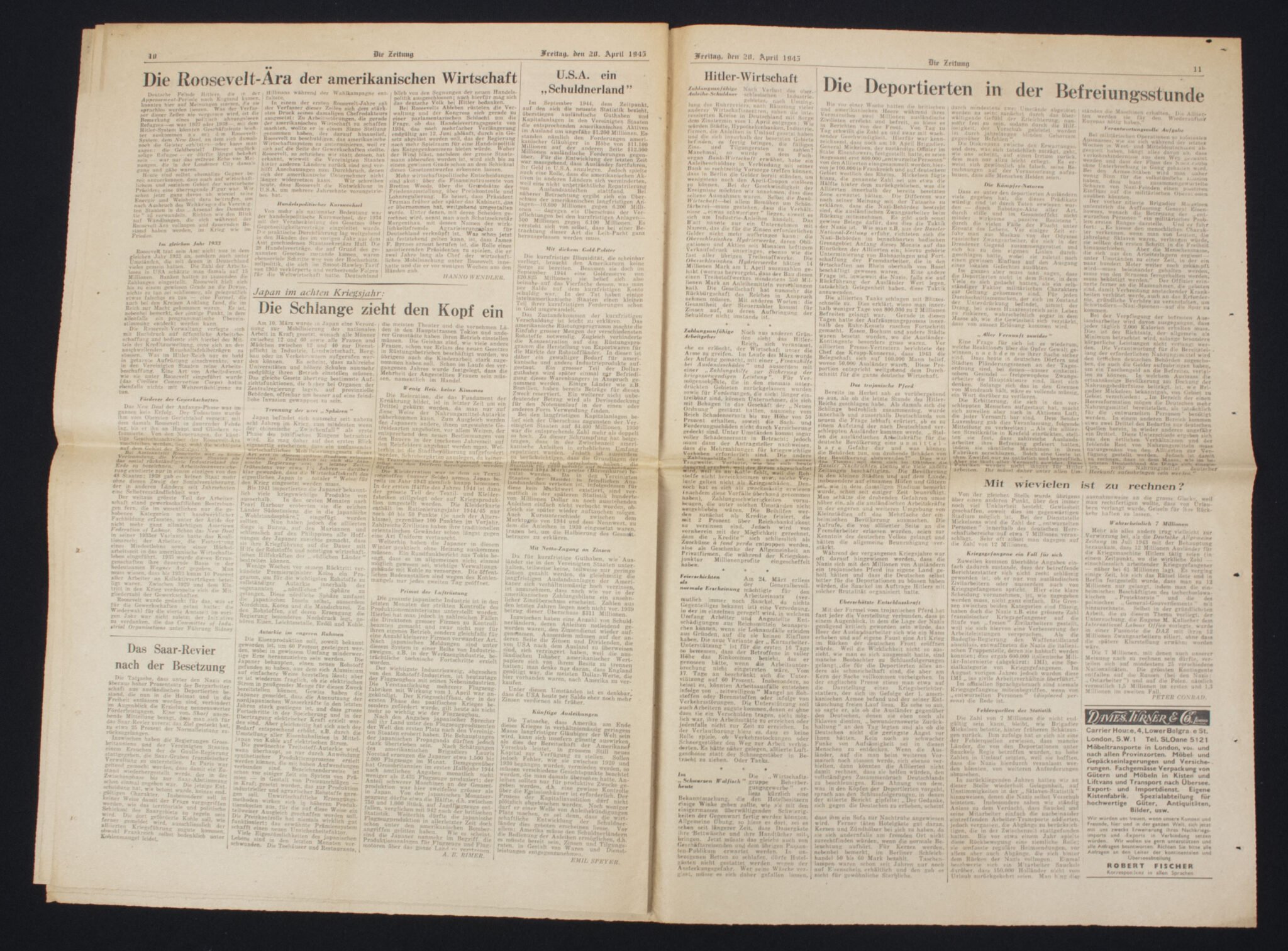 (Newspaper) Die Zeitung Londoner Deutsches Wochenblatt 20 April 1945 — image 10