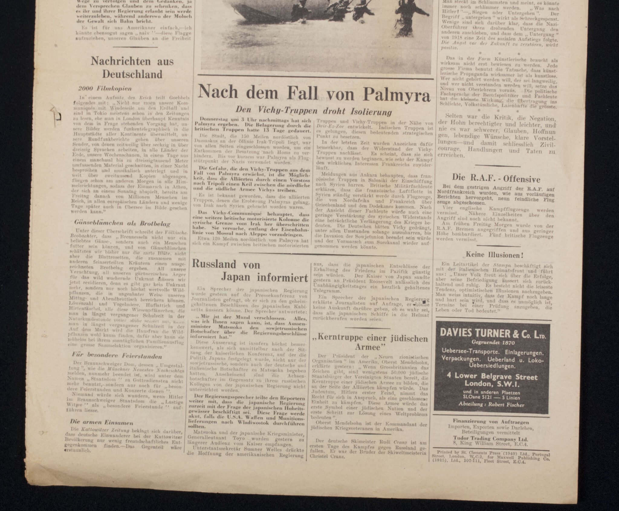 (Newspaper) Die Zeitung Londoner Deutsches Wochenblatt 5. Juli 1941 — image 11