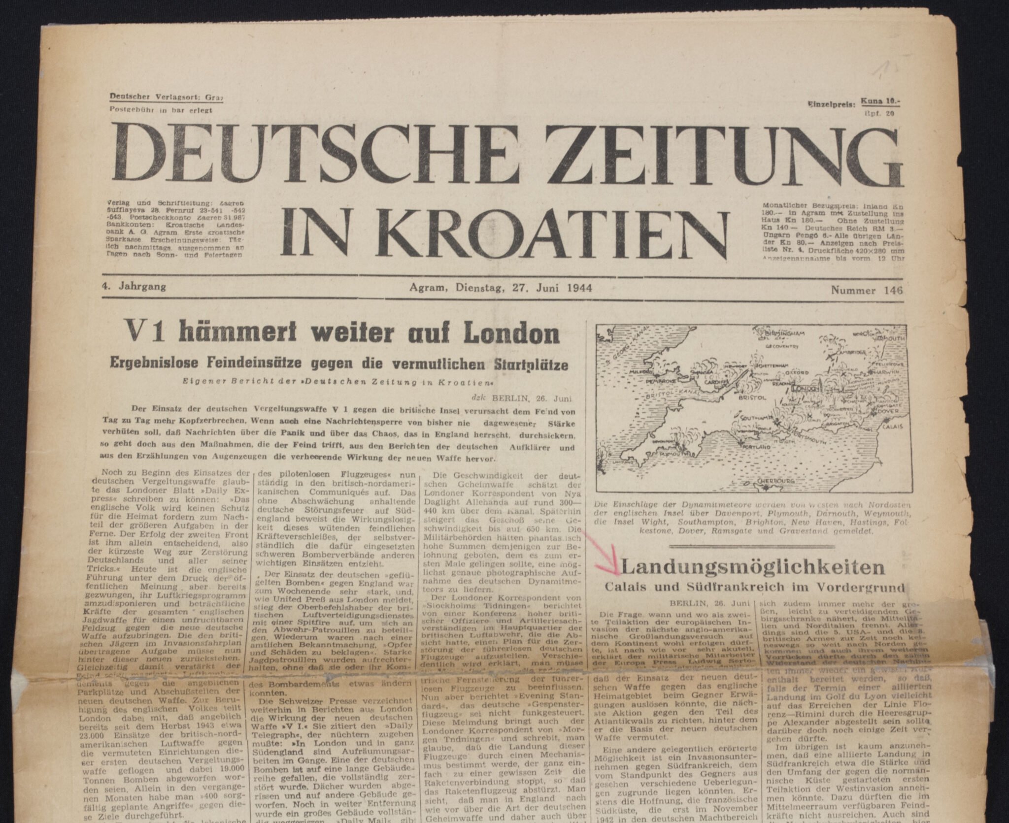 (Newspaper) Deutsche Zeitung in Kroatien 1944 — image 2