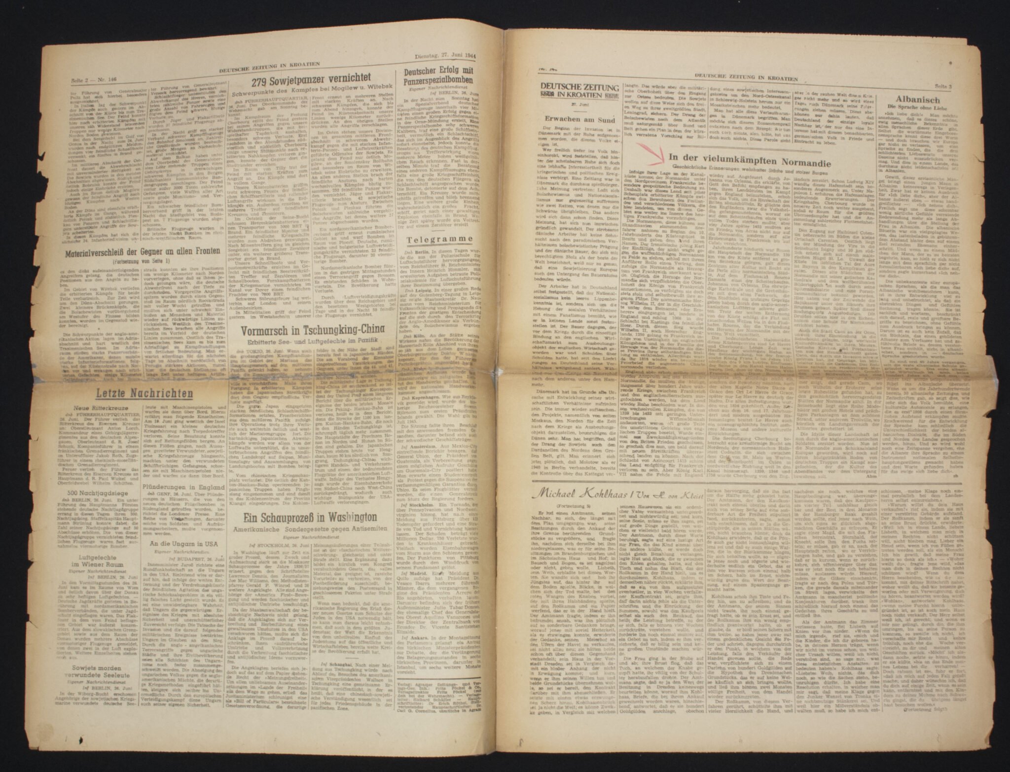 (Newspaper) Deutsche Zeitung in Kroatien 1944 — image 7