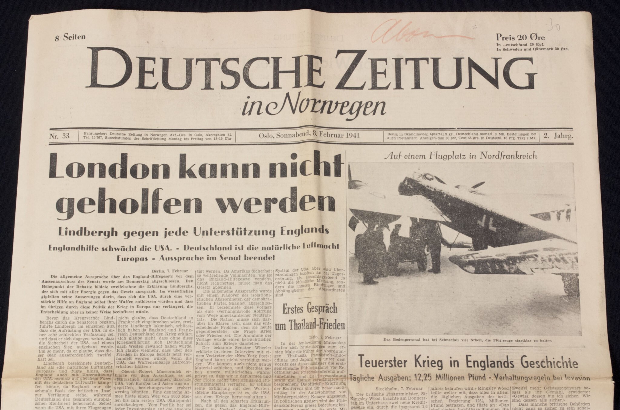 (Newspaper) Deutsche Zeitung in Norwegen 9. Februar 1941 — image 2