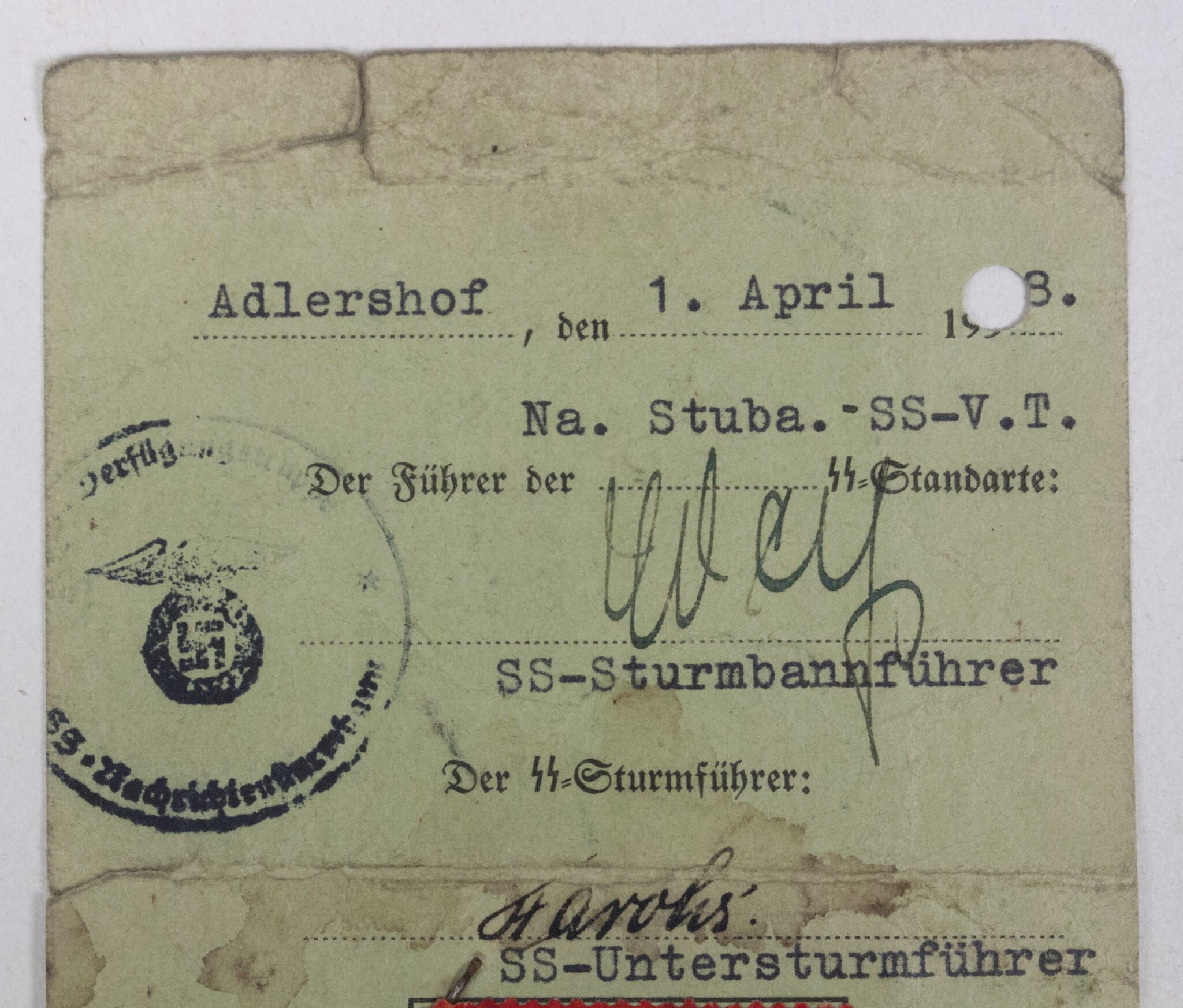 Vorläufiger SS-Ausweis – SS-Na.Stuba Berlin-Adlershof (1938) — image 6