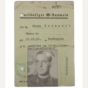 Vorläufiger SS-Ausweis – SS-Na.Stuba Berlin-Adlershof (1938)