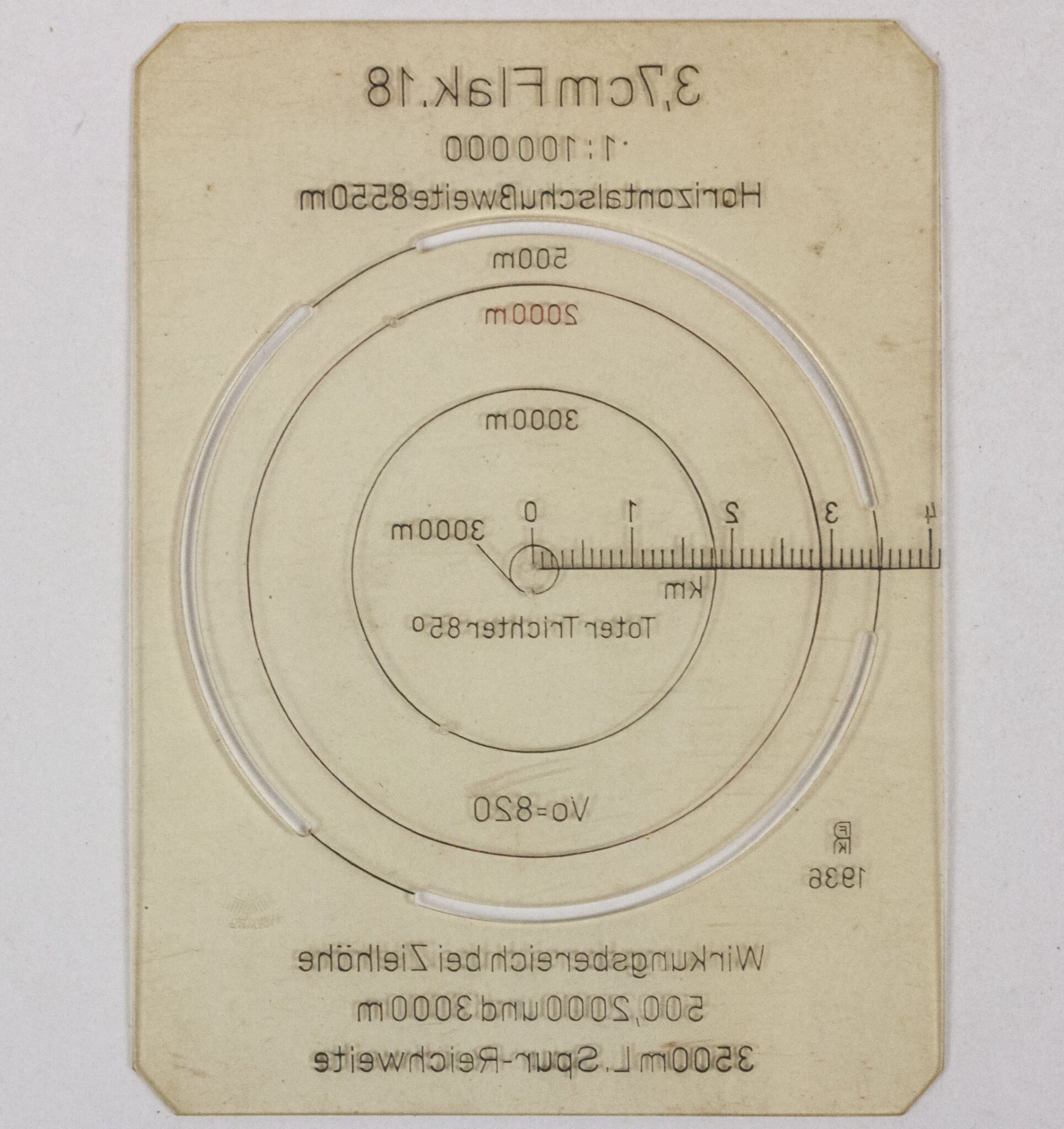 Mapcase spare Flak range card dated 1936 (FK marked) — image 2