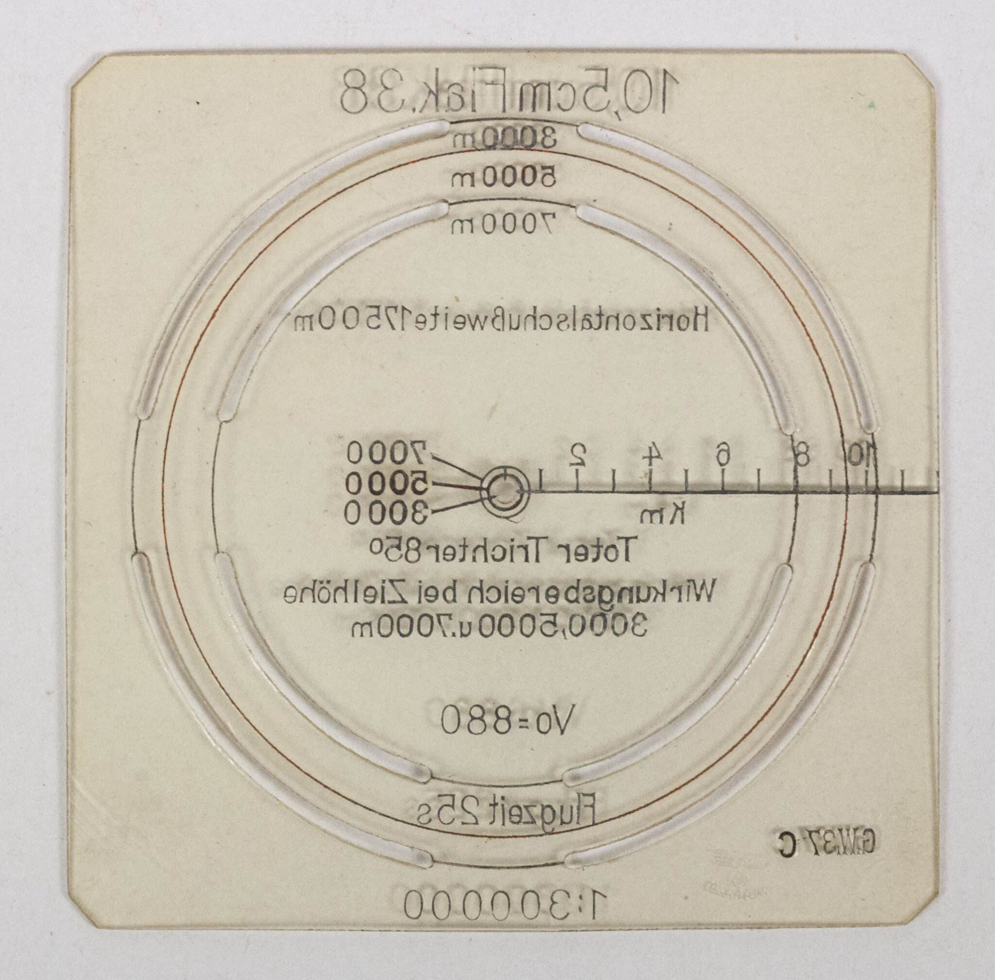 Mapcase spare Flak.38 range card (G.W.37C marked) — image 2
