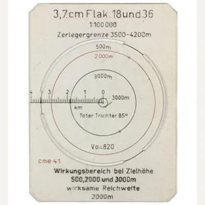 Mapcase spare Flak range card (Cme41 marked)