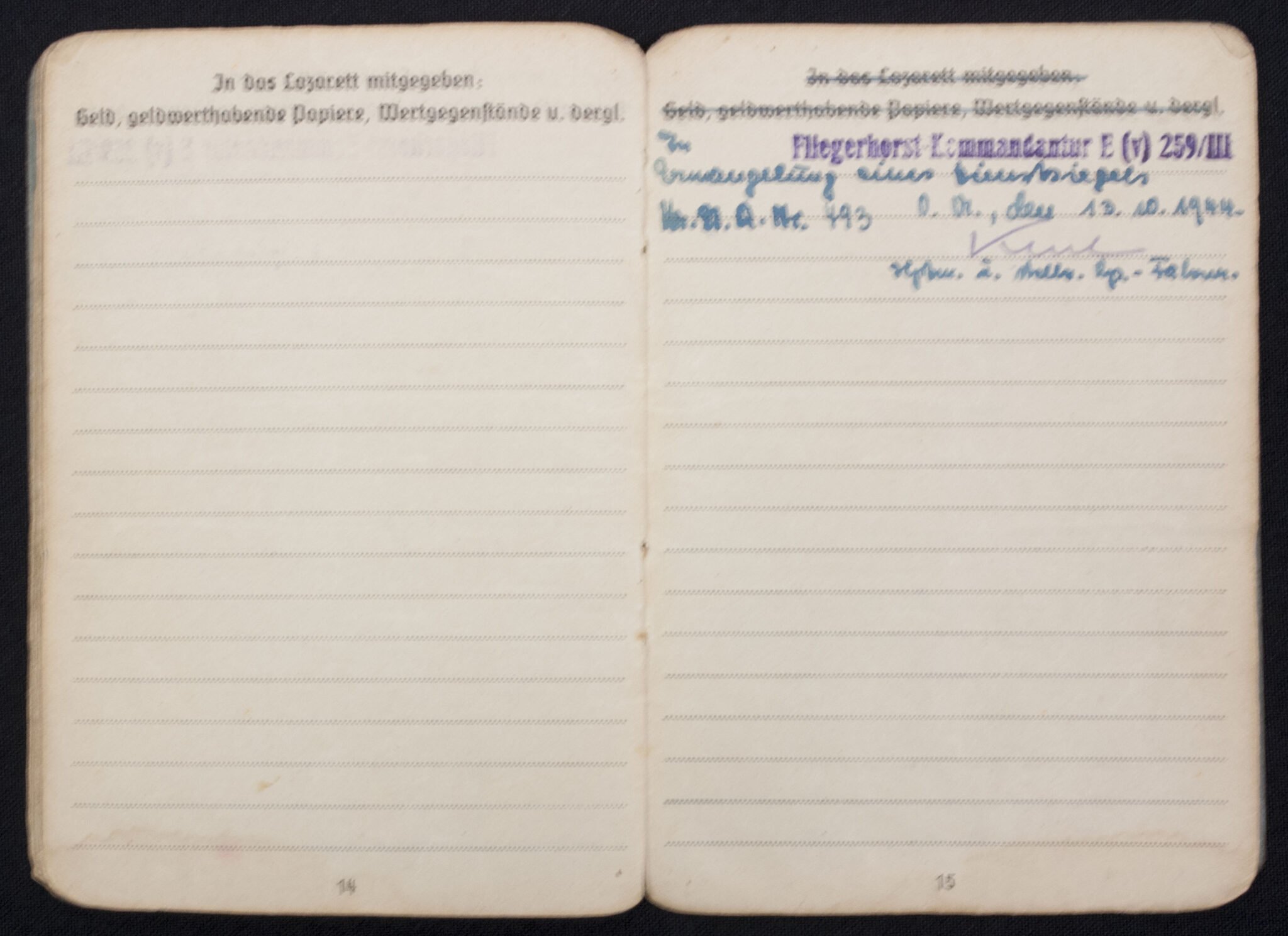 Soldbuch Flieger Fliegerhorstkompanie 13/VI mit Eintragung Ostmedaille , Kraftfahrbewährungsabzeichen in Silber — image 13