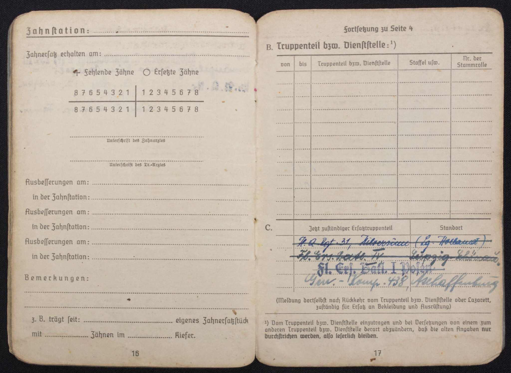 Soldbuch Flieger Fliegerhorstkompanie 13/VI mit Eintragung Ostmedaille , Kraftfahrbewährungsabzeichen in Silber — image 15