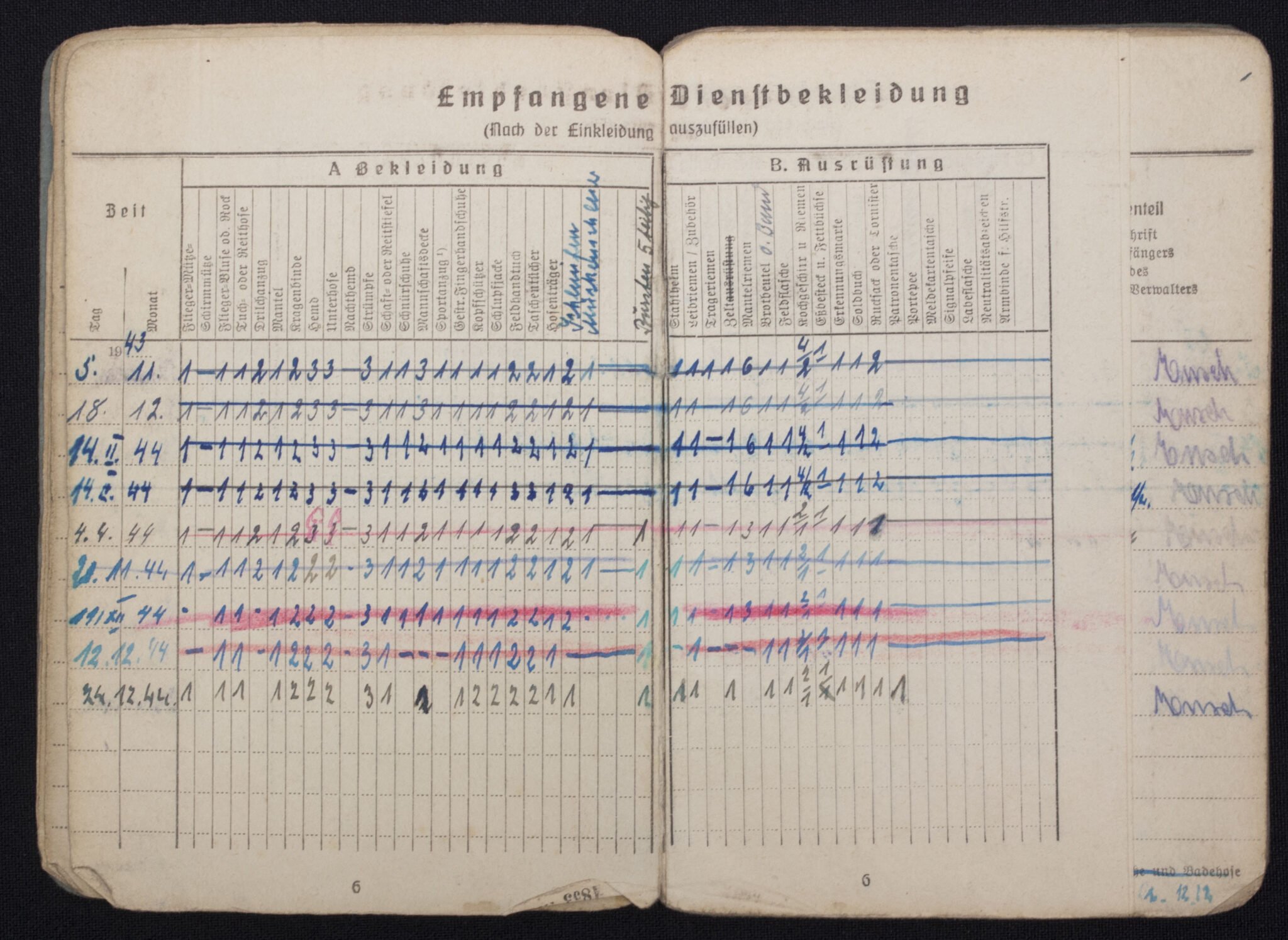 Soldbuch Flieger Fliegerhorstkompanie 13/VI mit Eintragung Ostmedaille , Kraftfahrbewährungsabzeichen in Silber — image 6