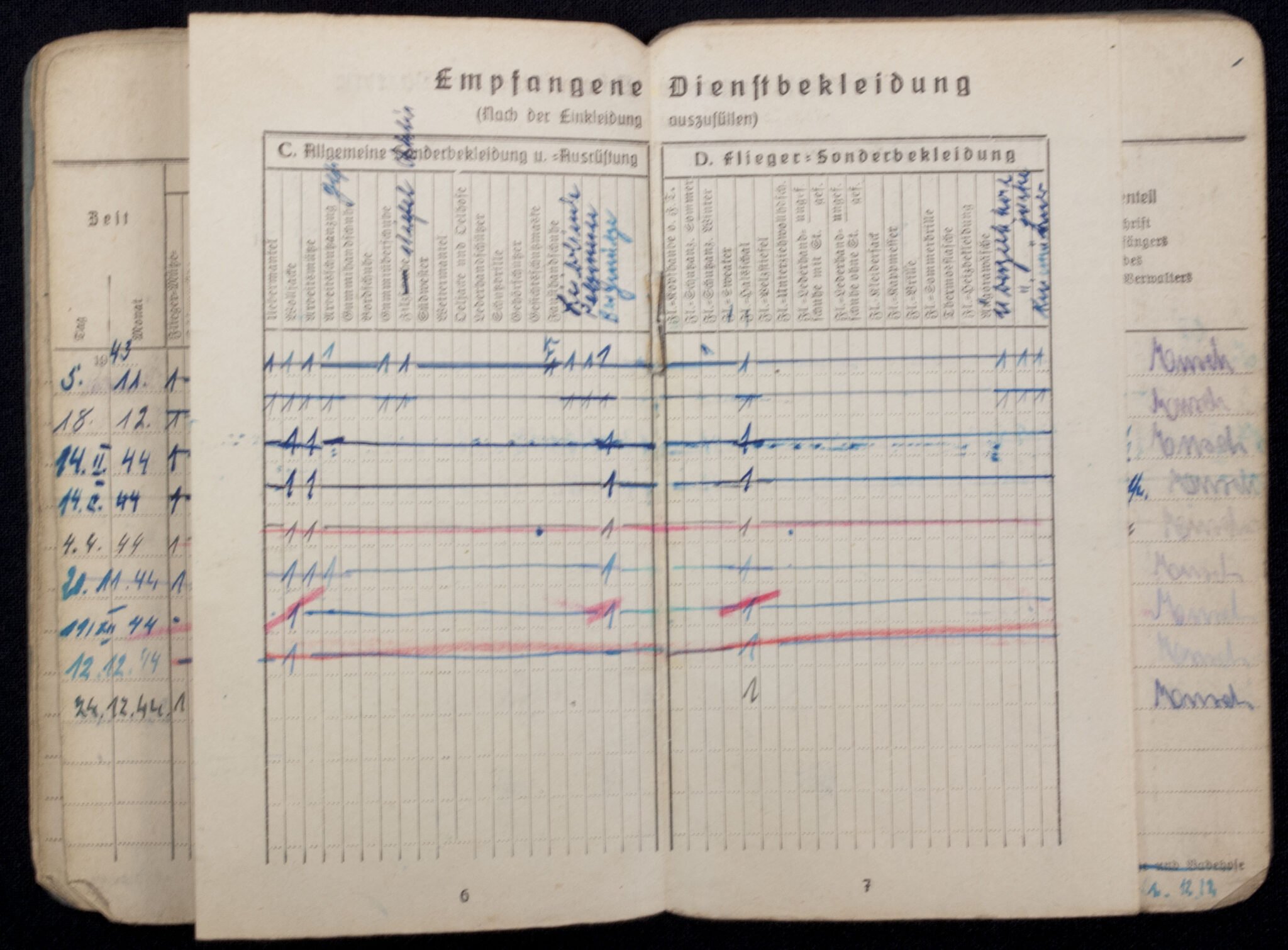 Soldbuch Flieger Fliegerhorstkompanie 13/VI mit Eintragung Ostmedaille , Kraftfahrbewährungsabzeichen in Silber — image 7