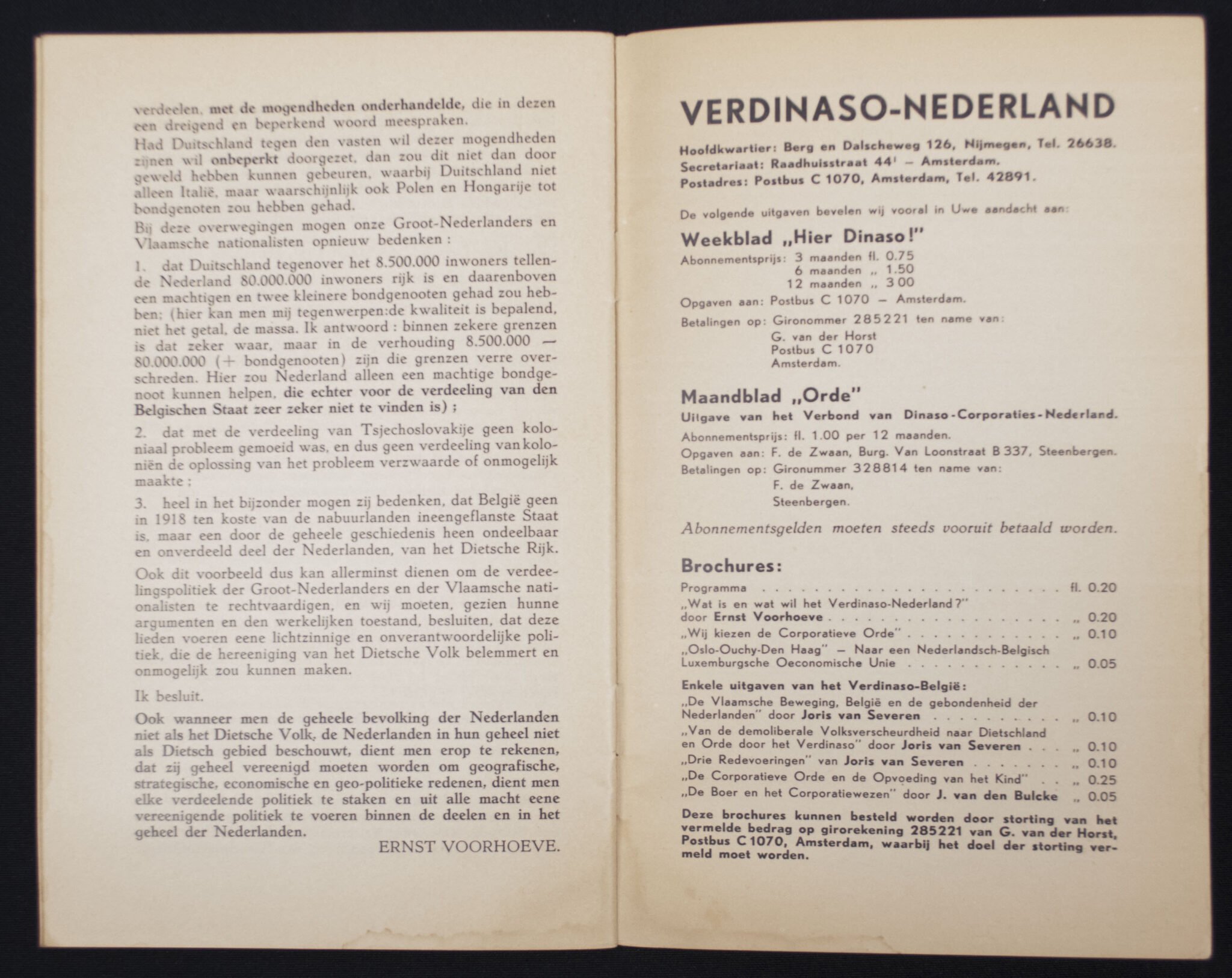 (Brochure) Ernst Voorhoeve – Wat is en wat wil het Verdinaso-Nederland — image 5