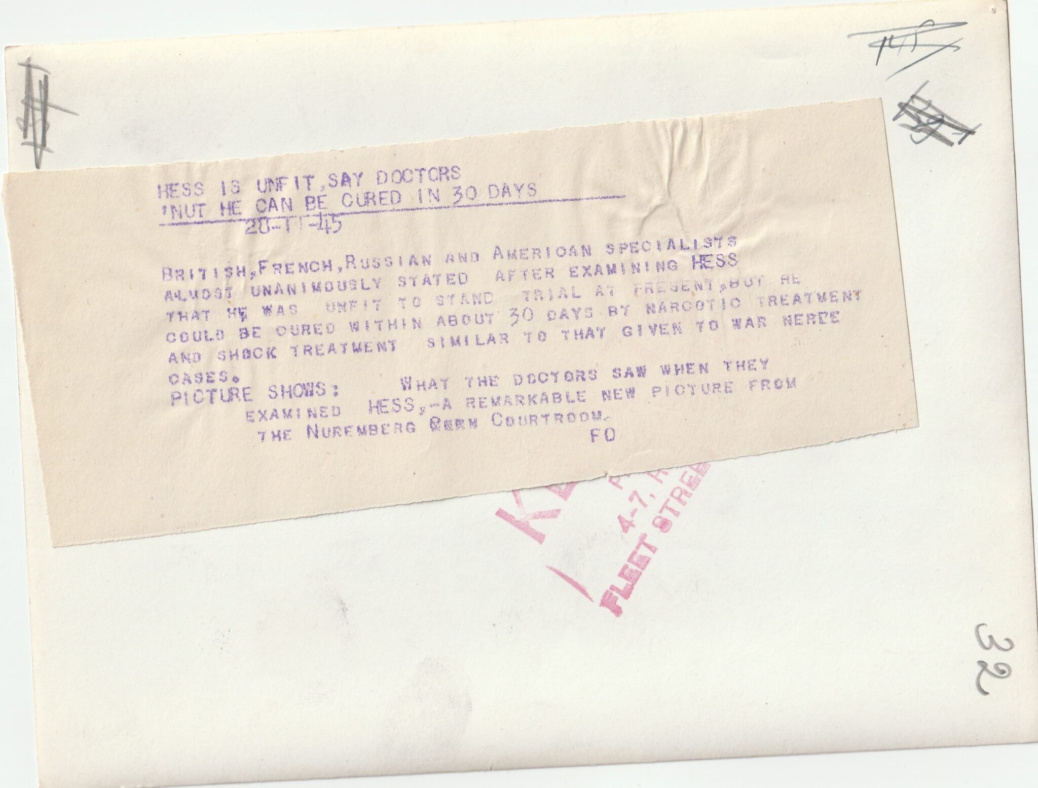 (Pressphoto) Nuremberg Trials – Hermann Goering + Rudolf Hess (6) — image 2