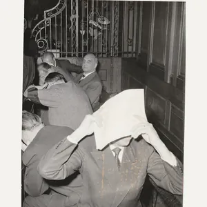 (Pressphoto) Nuremberg Trials – Dr. Alfred Filbert former SS-battailon leader