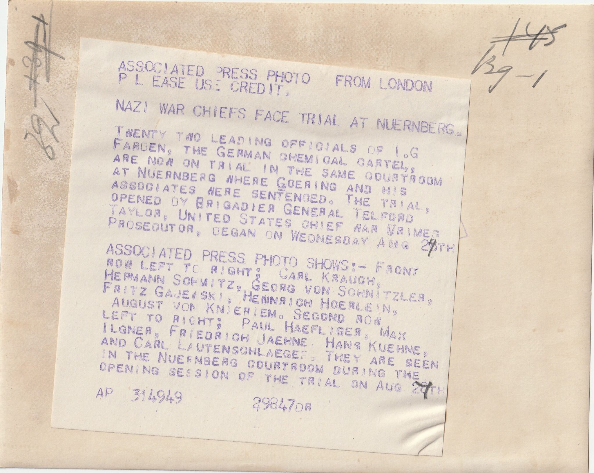 (Pressphoto) Nuremberg Trials – nazi war chiefs face trial at Nuernberg — image 2