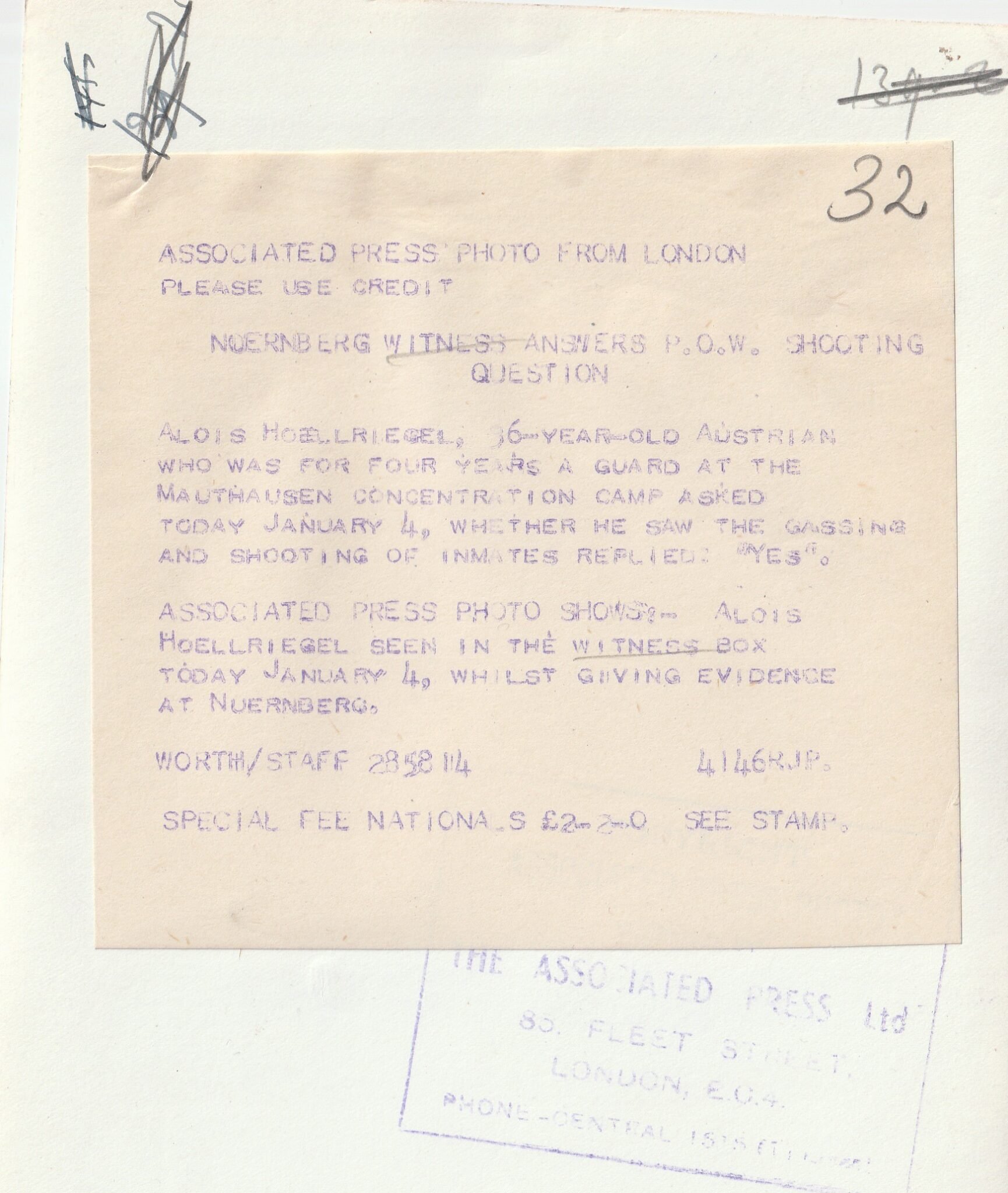 (Pressphoto) Nuremberg Trials – Nuernberg witness answers P.O.W. shooting question — image 2