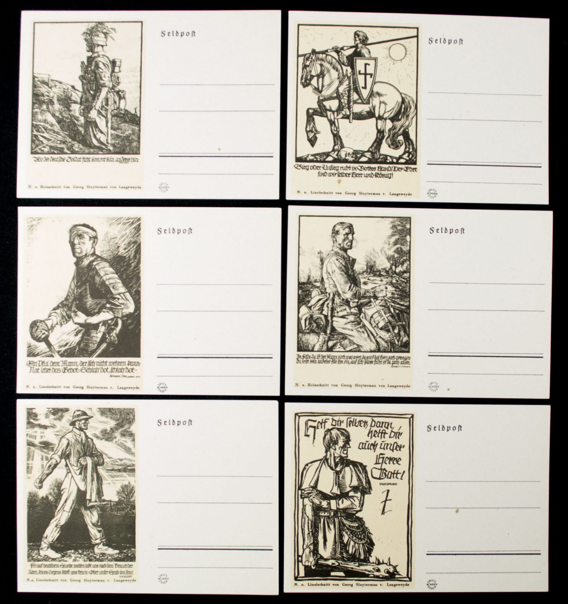 Postcards: Deutsches Heldenleben 10 Feldpost postkarten from Georg Sluyterman von Langeweyde — image 3