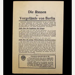 (Pamphlet) Russian anti-German propaganda 'Die Russen im Vorgelände von Berlin' …