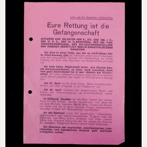(Pamphlet) Russian anti-German propaganda 'Eure Rettung ist die Gefangenschaft' (27 …
