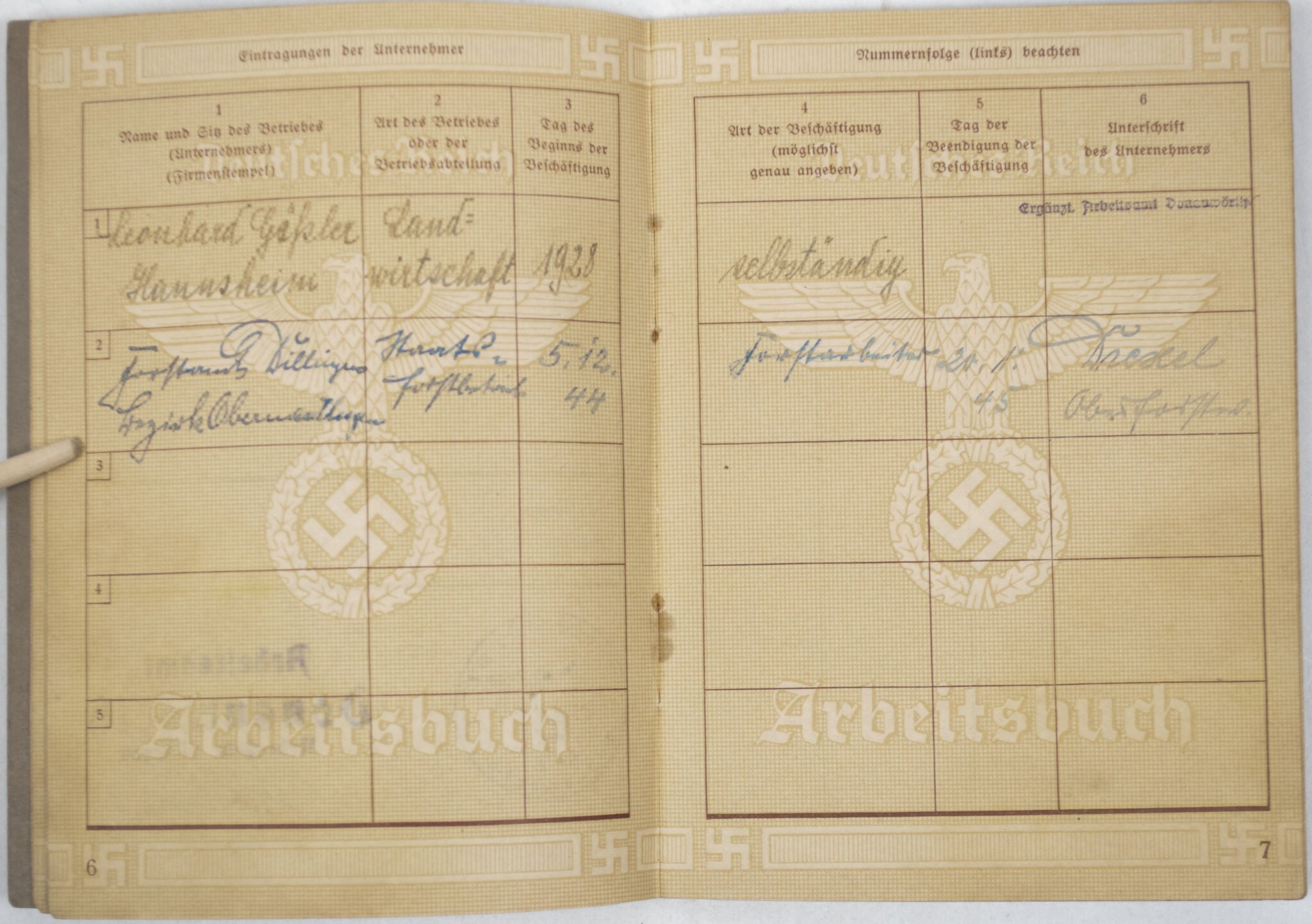 Arbeitsbuch second type Arbeitsamt Donauwörth (1939) — image 6