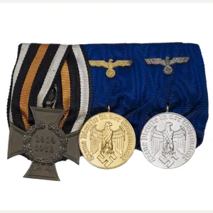 German WWII Medalbar with Nichtkämpferkreuz + Heer Dienstauszeichnung 12 + …