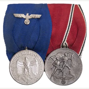 German WWII medalbar with Dienstauszeichung 4 Jahre + Anschluss medaille