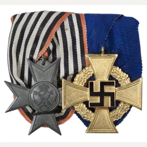 German WWII medalbar with Kriegshilfskreuz + Treue Dienst 40 Jahre …