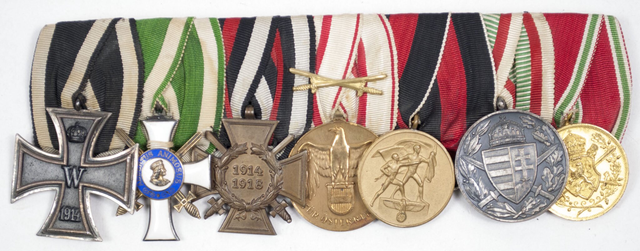 (Sachsen) Medalbar with WWI Ek2, Albrechtsorden Ritterkreuz 2e Klasse, FEK, WWII Sudeten annexation medal + WWII Commemorative medals — image 3