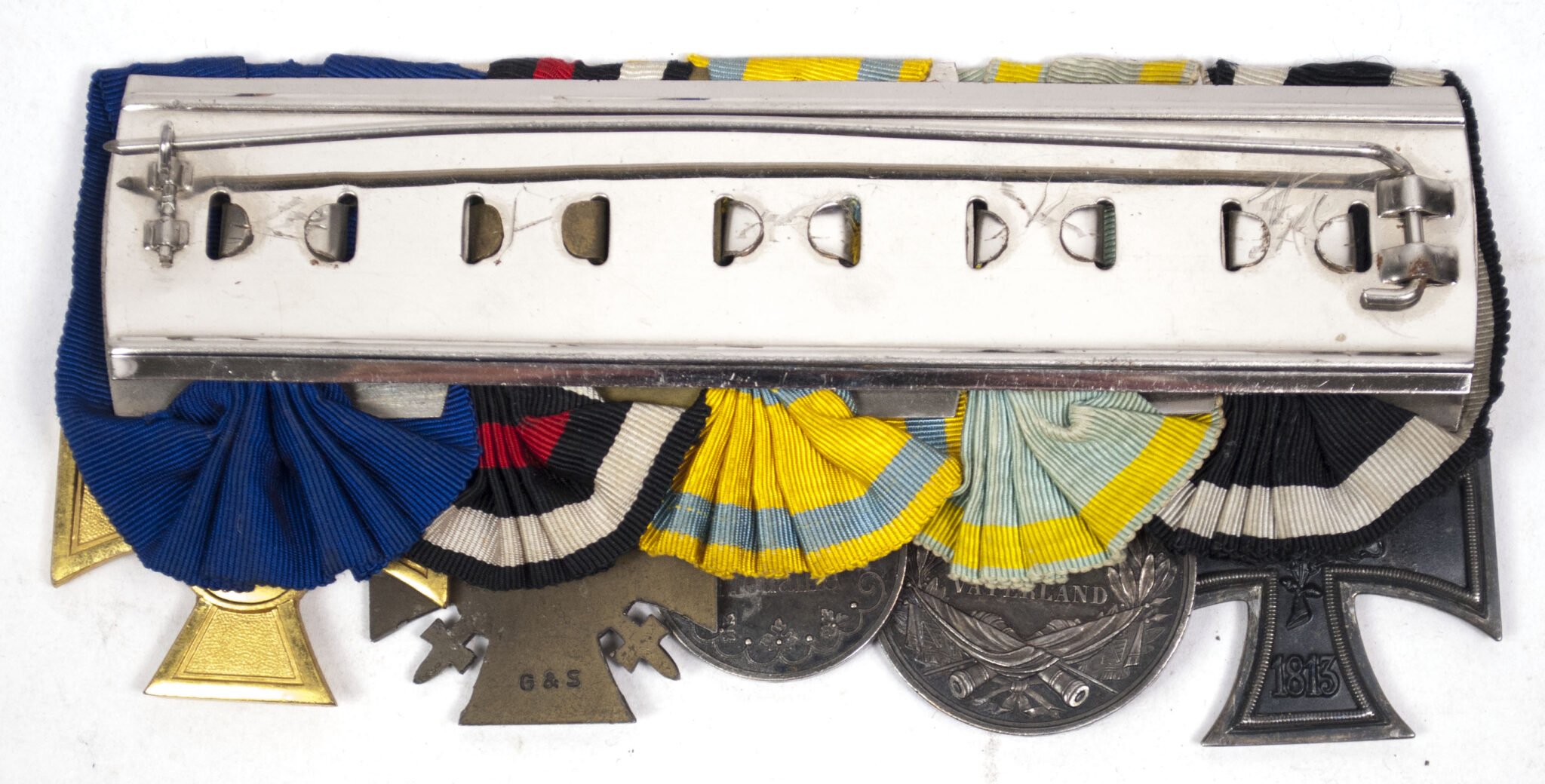 (Sachsen) WWII Medalbar with WWI Ek2, Sachsen silberne St. Heinrich medaille, FA Kreuz, FEK, Polizei Dienstauszeichnung 25 Jahre — image 9